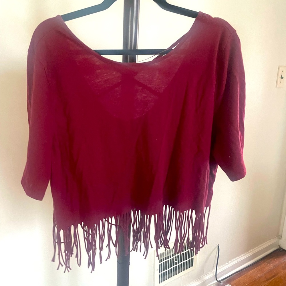 Burgundy Fringe bottom shirt